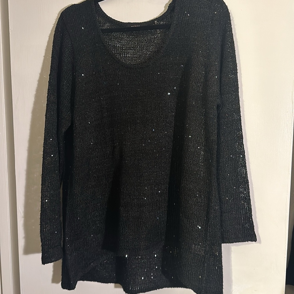 Black Sequin Women's Sweater, size 2X